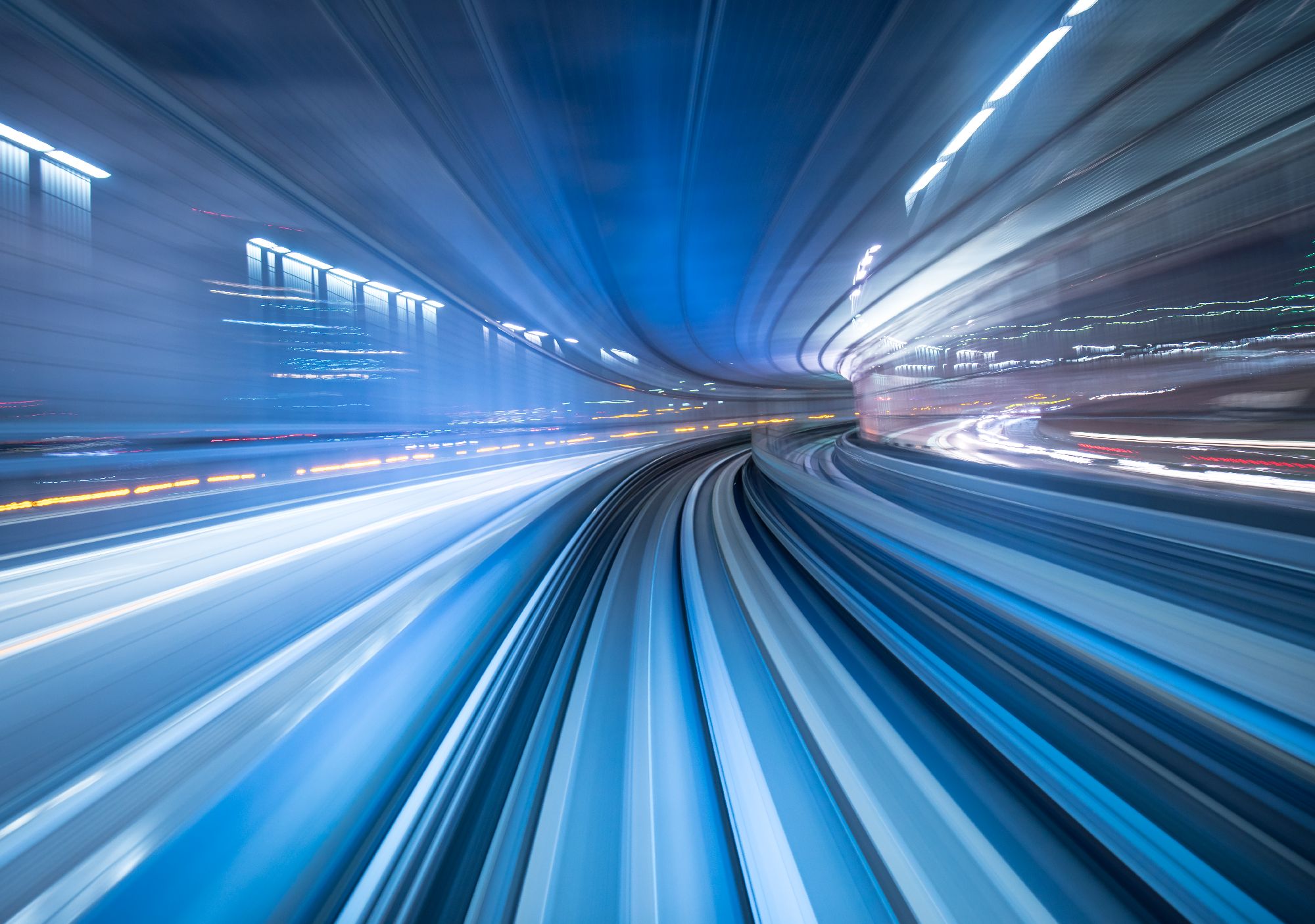 A POV motion blur of a train moving inside tunnel in Tokyo, Japan - Global City Futures - Innovation